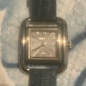 Silver Square Watch with Black Strap. Needs battery.